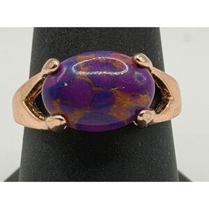 Modern Purple Composite Stone Ring Rose Gold Tone Ladies Size 9.5 New